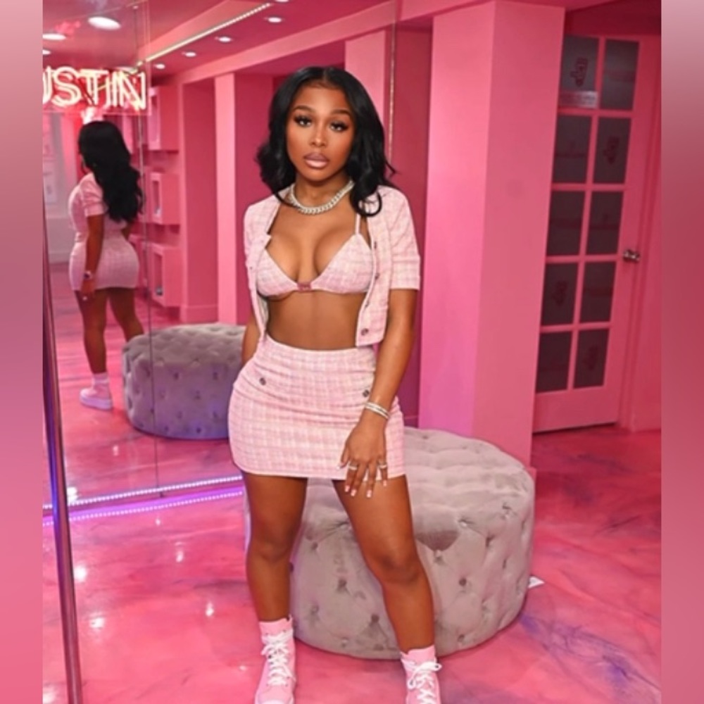 Pink Plaid Skirt Set 3PC | Shane Justin London Falls